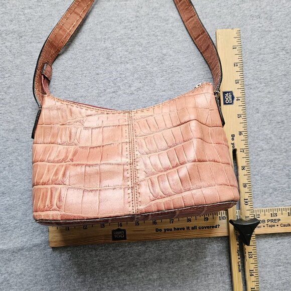 Vintage Y2K 90s 2000s Fossil Pink Alligator Leather Shoulder Club Hobo Bag Purse - Picture 5 of 9
